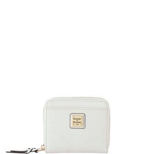 Dooney & Bourke Saffiano Small Zip Around Wallet - Off White - brand new
